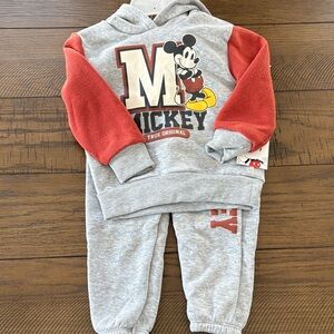 Disney Gray and Red Mickey Sweatpants